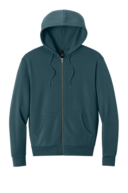 Front View of DeepCyan District MelloFleece Full-Zip Hoodie DT6702 plain
