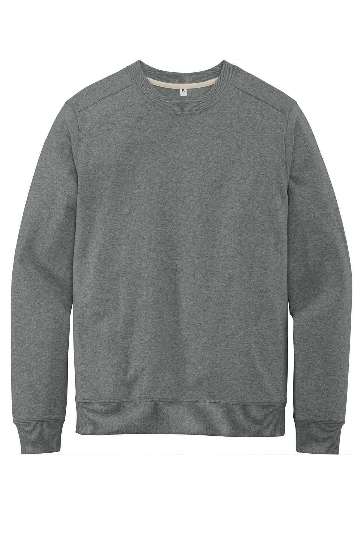 Front View of DeepGreyHt District Re-Fleece Crew DT8104 plain