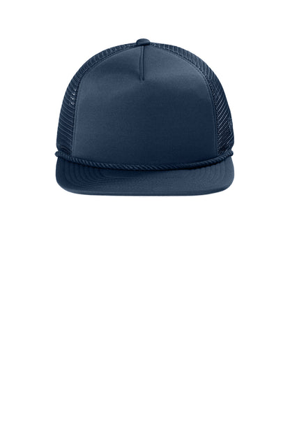 Front View of DeepNavy New Era Foam Rope Trucker Cap NE410 plain