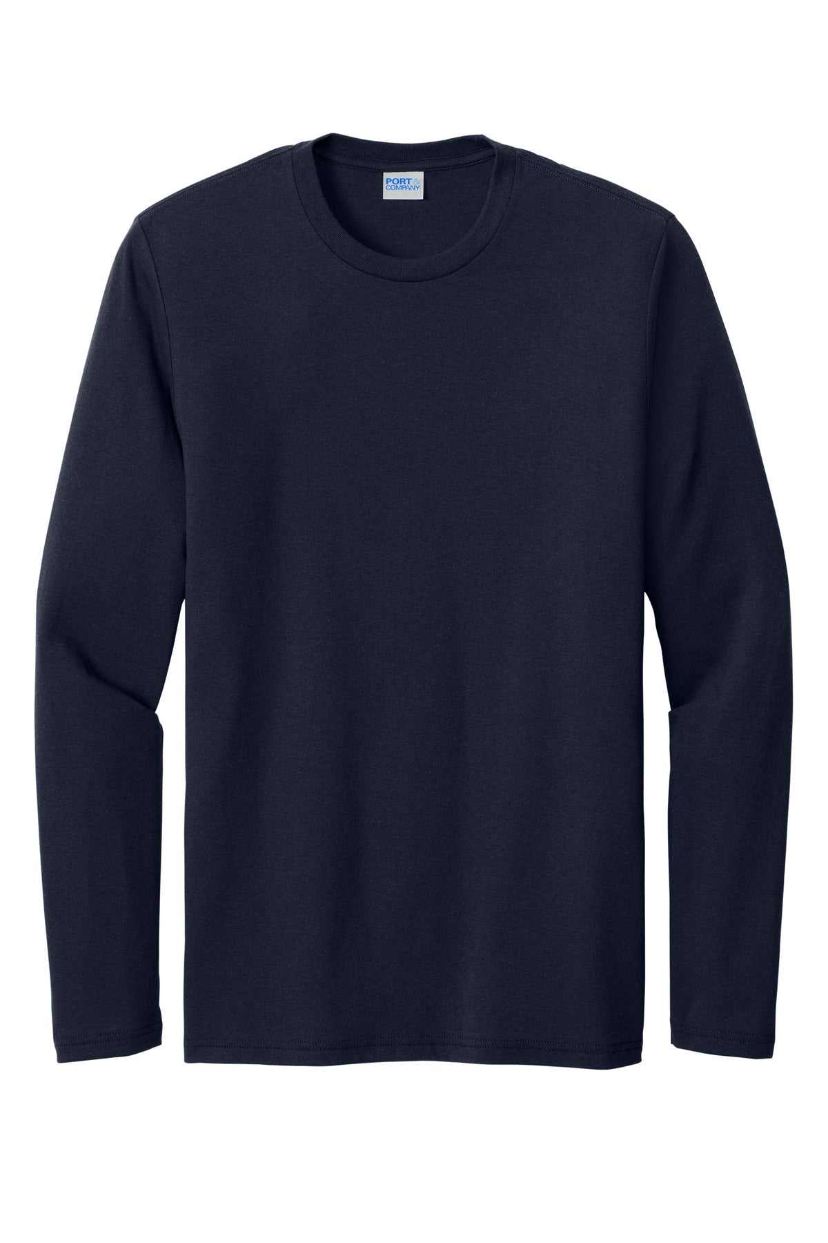 Front View of DeepNavy Port & Co Tri-Blend Long Sleeve Tee. PC330LS plain