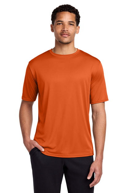 Front View of DeepOrange Port & Co Performance Tee. PC380 plain