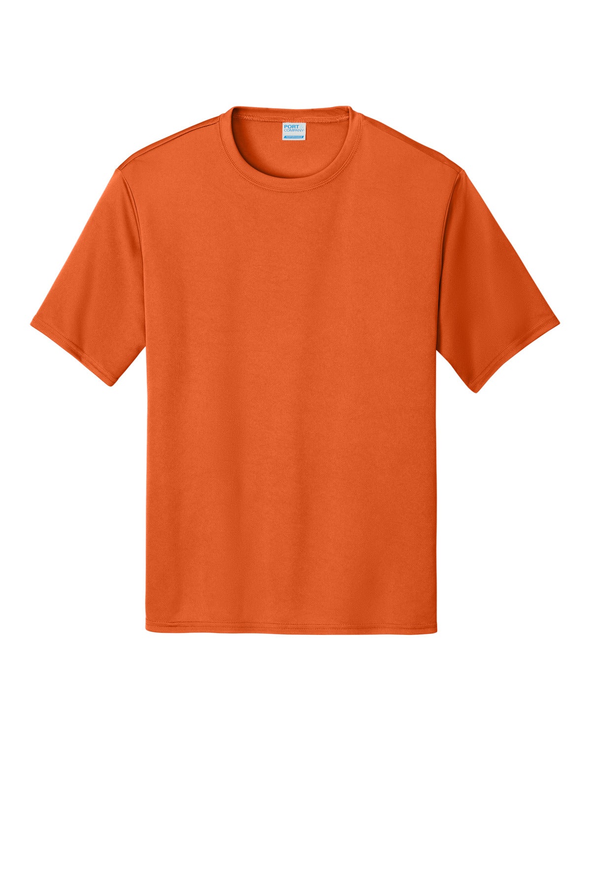 Front View of DeepOrange Port & Co Performance Tee. PC380 plain