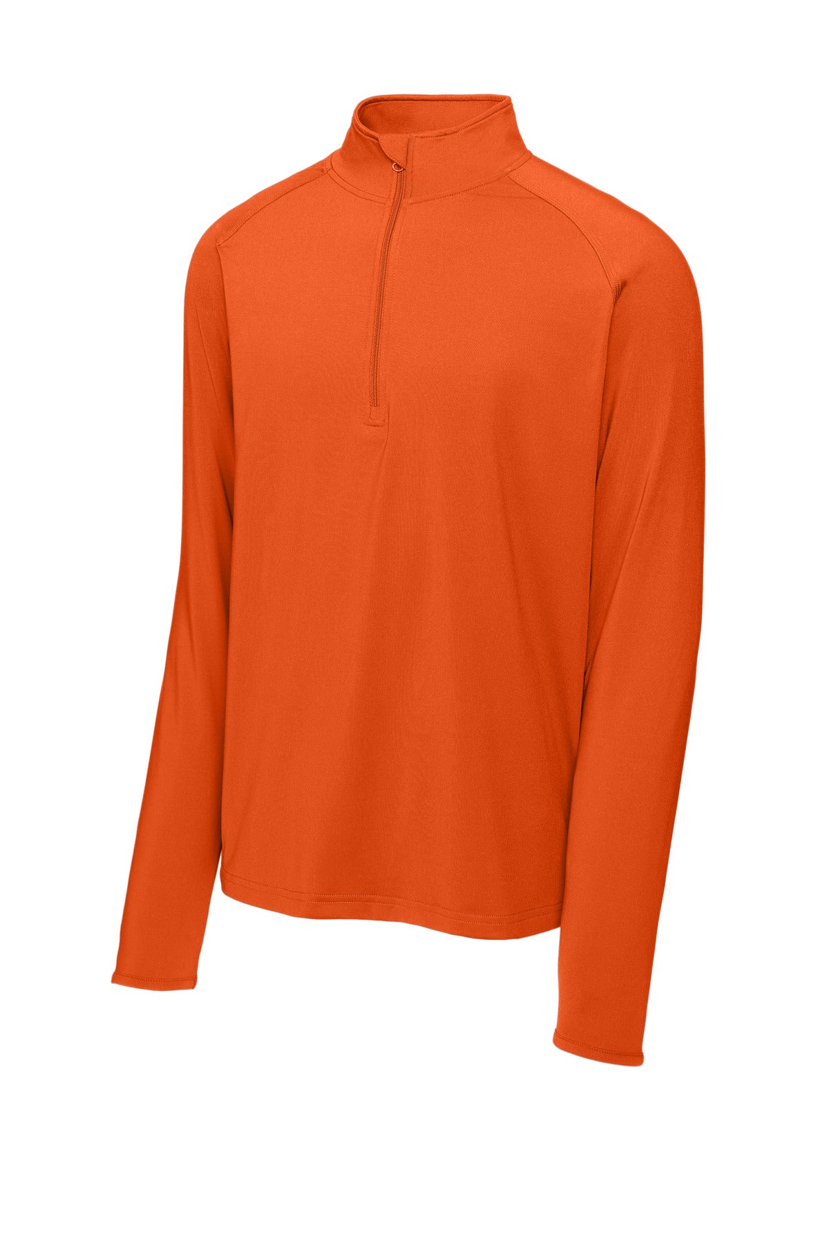 Front View of DeepOrange Sport-Tek Sport-Wick Stretch 1/4-Zip Pullover. ST850