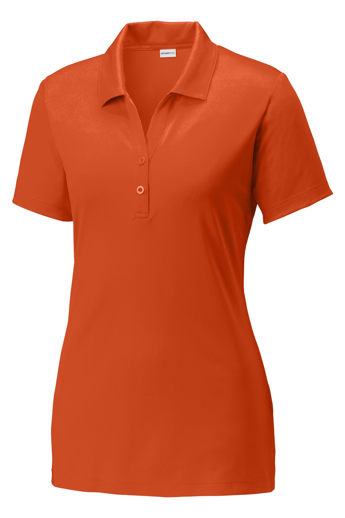 Front View of DeepOrange Sport-Tek Women's PosiCharge Competitor Polo. LST550 plain