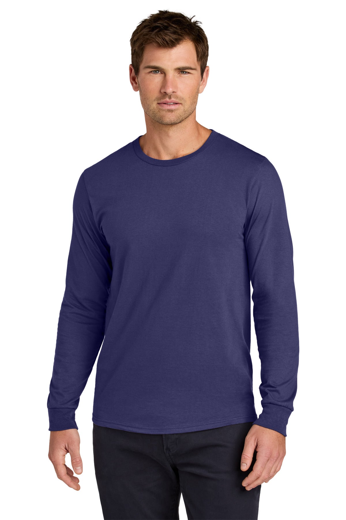 Front View of DeepPurple Jerzees Classics Unisex Cotton Long Sleeve T-Shirt 363L plain