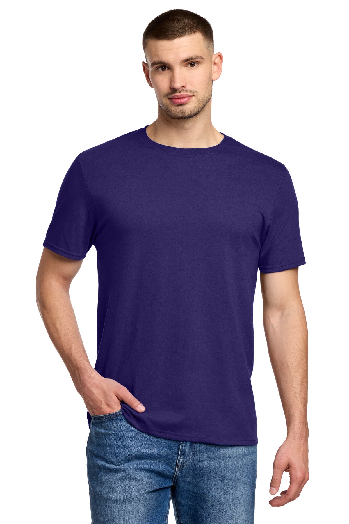 Front View of DeepPurple Jerzees Premium Blend Ring Spun T-Shirt 560M plain