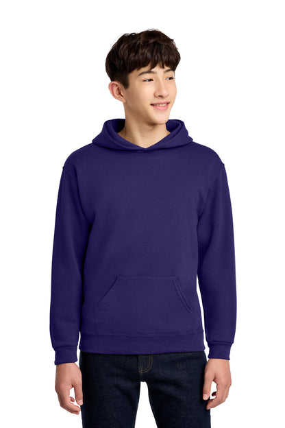 Front View of DeepPurple Jerzees - Youth NuBlend Pullover Hooded Sweatshirt. 996Y plain
