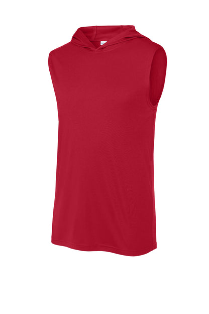 Front View of DeepRed Sport-Tek Competitor Sleeveless Hoodie ST352H plain