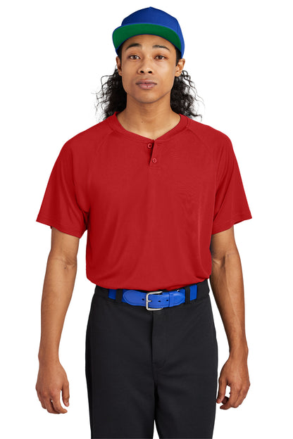 Front View of DeepRed Sport-Tek PosiCharge Competitor 2-Button Henley ST359 plain