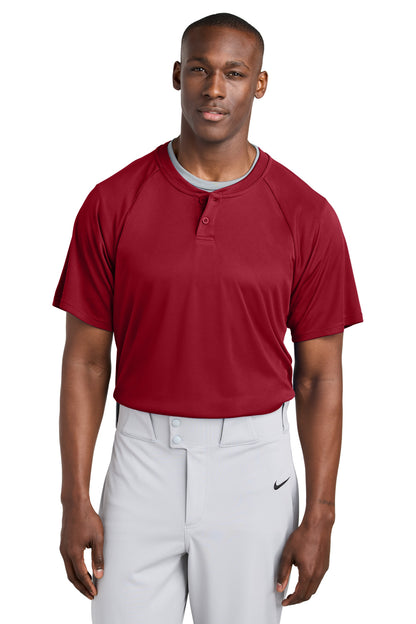 Front View of DeepRed Sport-Tek PosiCharge Competitor 2-Button Henley ST359 plain