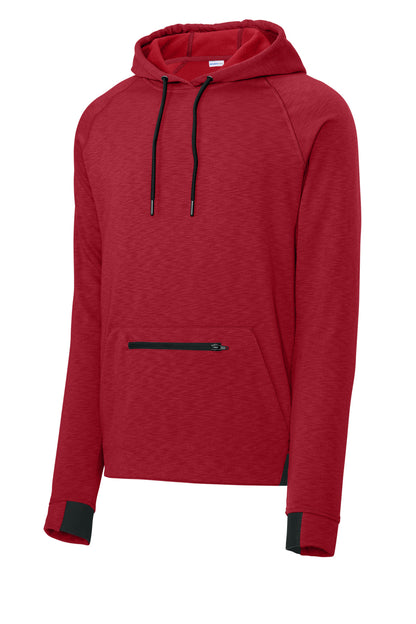 Front View of DeepRed Sport-Tek PosiCharge Strive Hooded Pullover ST571 plain