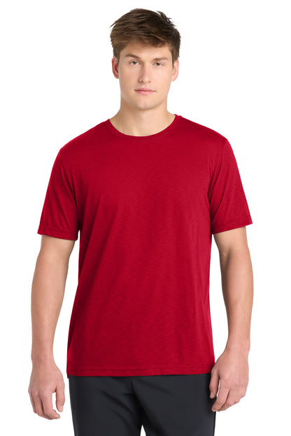 Front View of DeepRed Sport-Tek PosiCharge Strive Tee. ST430 plain