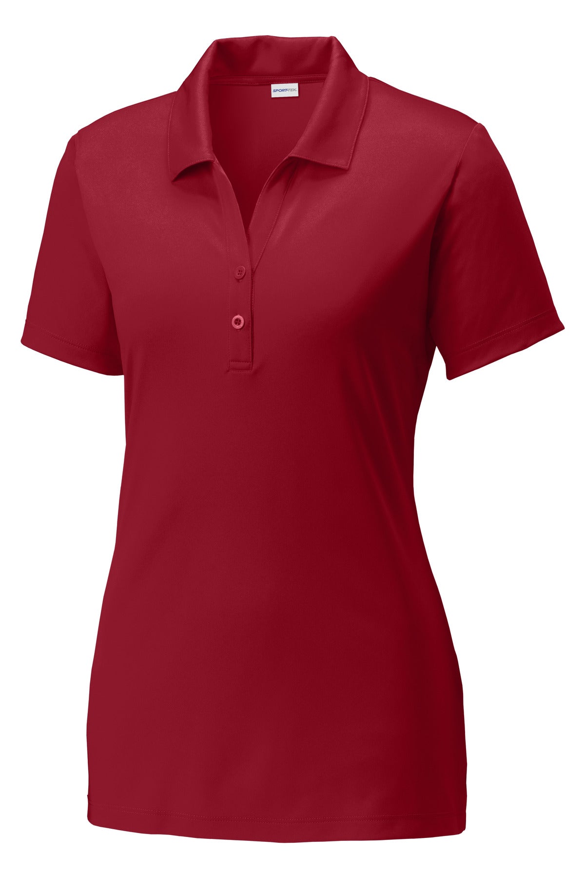 Front View of DeepRed Sport-Tek Women's PosiCharge Competitor Polo. LST550 plain