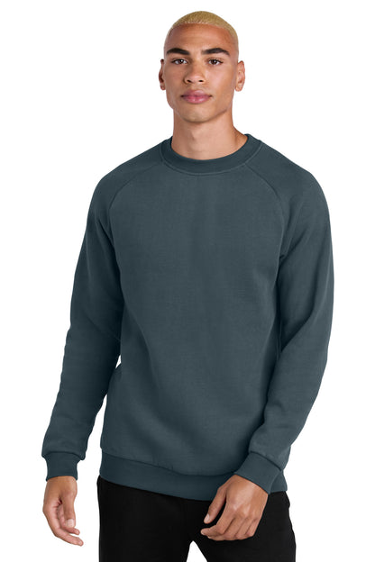 Front View of DeepStlBlu District Cloud Fleece Crew DT7804 plain