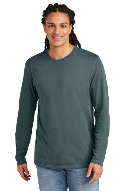 Front View of DeepStlBlu District Wash Long Sleeve Tee DT2103 plain