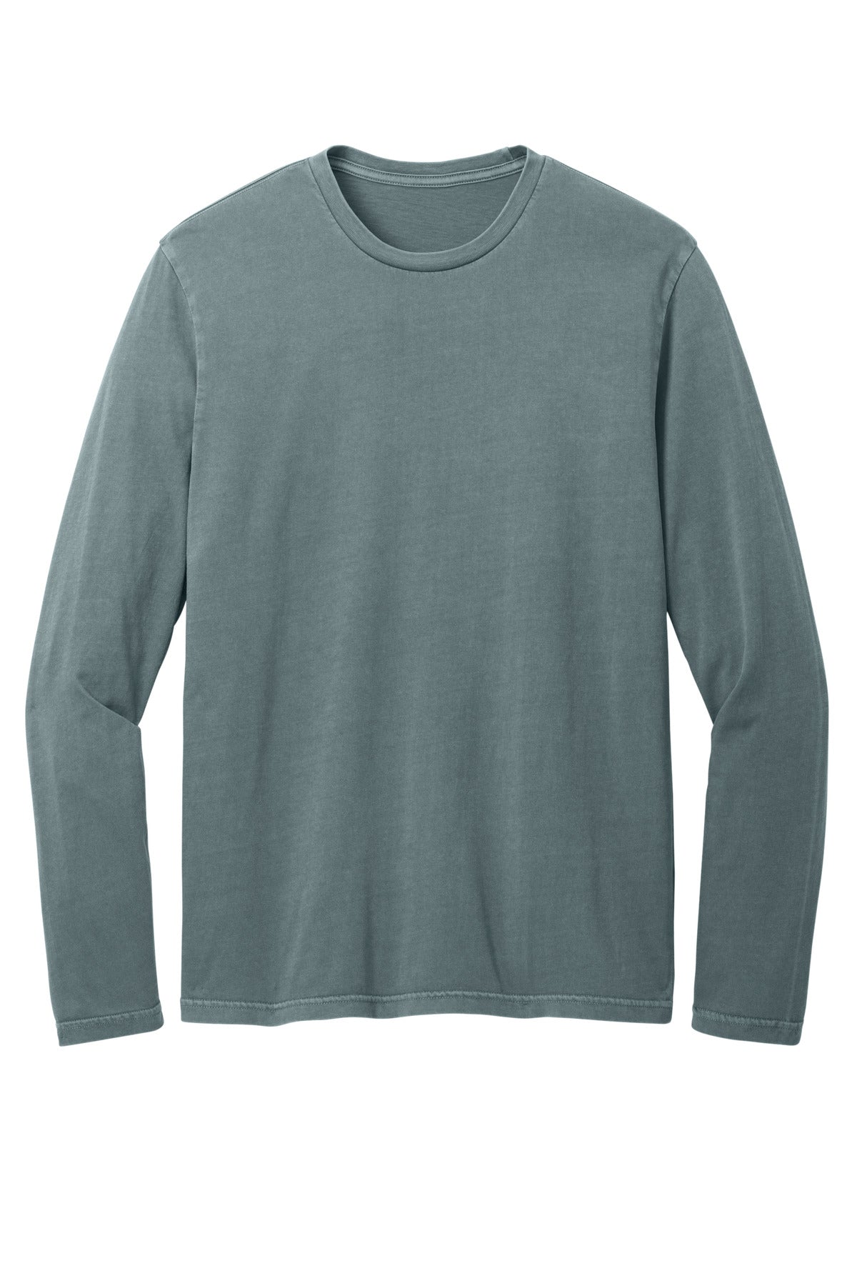 Front View of DeepStlBlu District Wash Long Sleeve Tee DT2103 plain