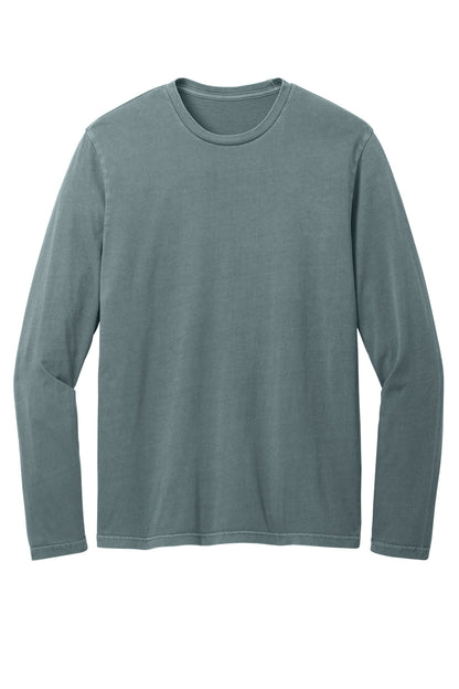 Front View of DeepStlBlu District Wash Long Sleeve Tee DT2103 plain