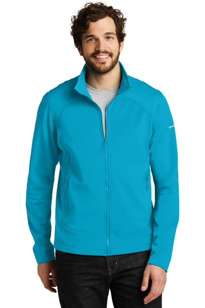 Front View of Denali Blue Eddie Bauer Highpoint Fleece Jacket. EB240 plain