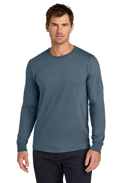 Front View of Denim Jerzees Classics Unisex Cotton Long Sleeve T-Shirt 363L plain