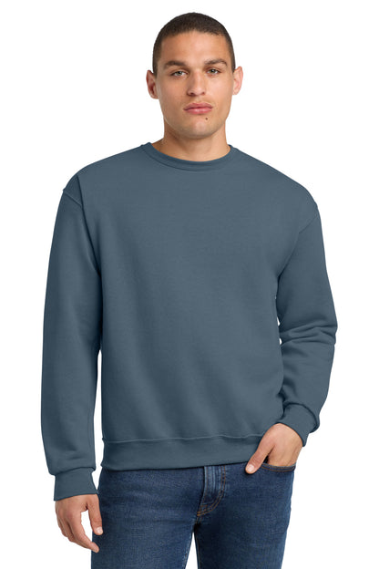 Front View of Denim Jerzees - NuBlend Crewneck Sweatshirt. 562M plain