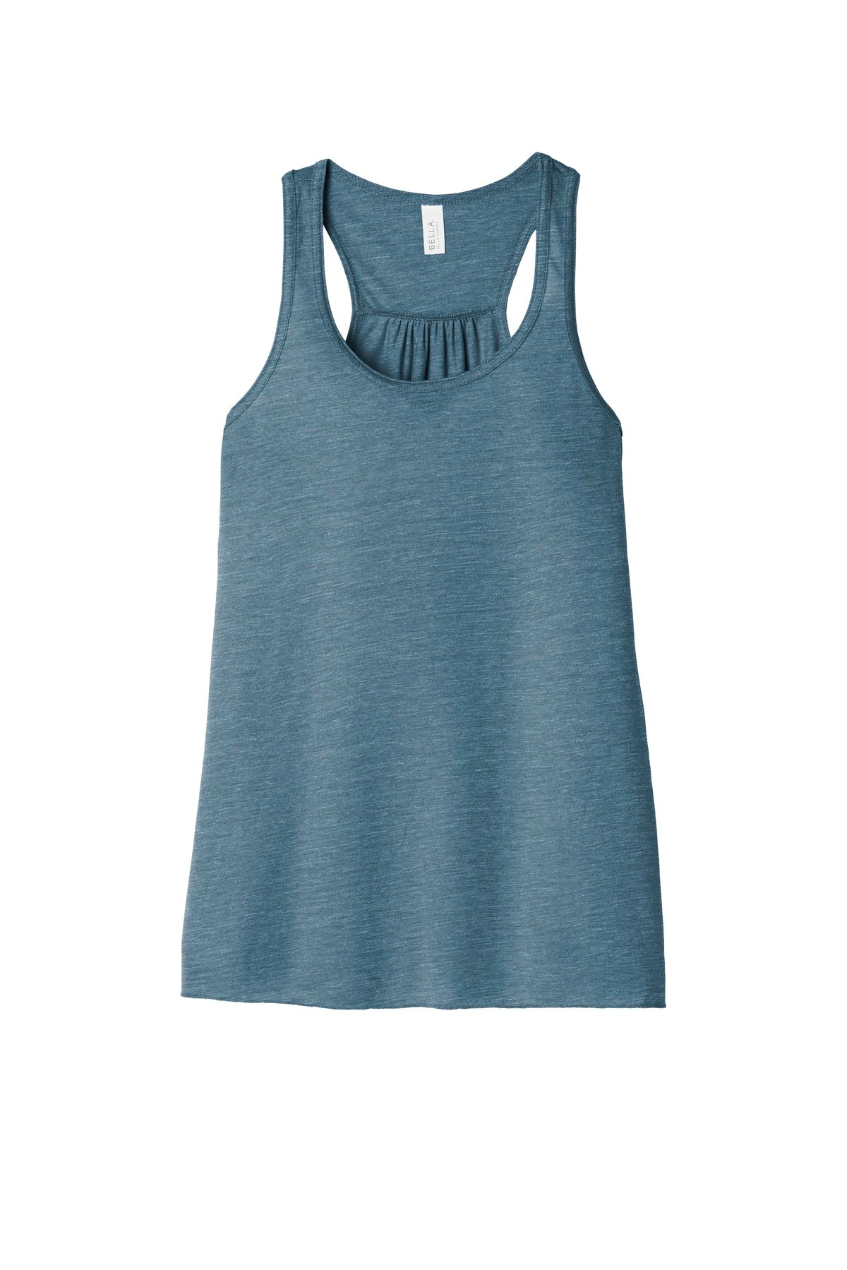 Front View of Denim Slub BELLA+CANVAS Women's Flowy Racerback Tank. BC8800 plain