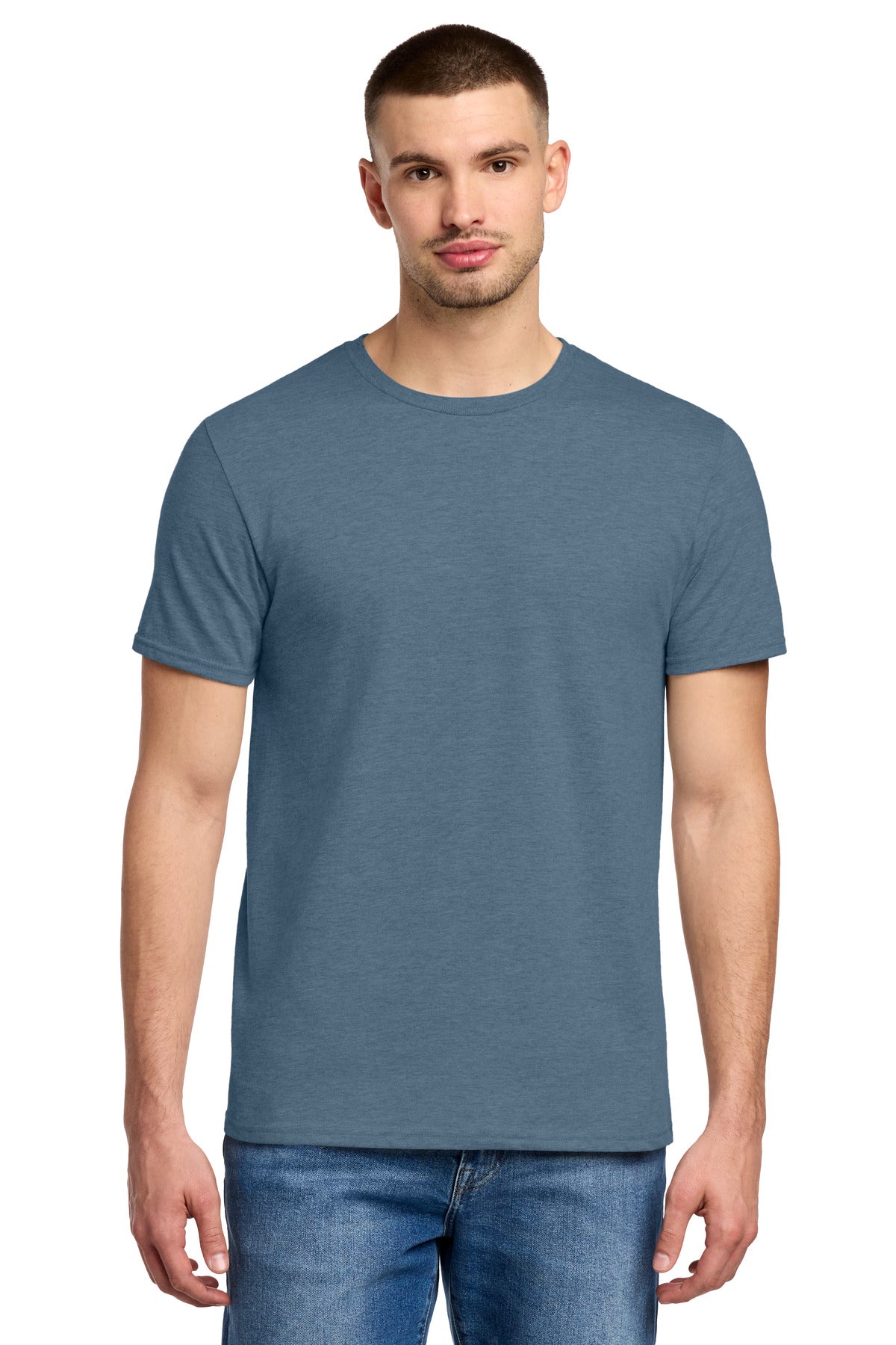 Front View of DenimHthr Jerzees Premium Blend Ring Spun T-Shirt 560M plain