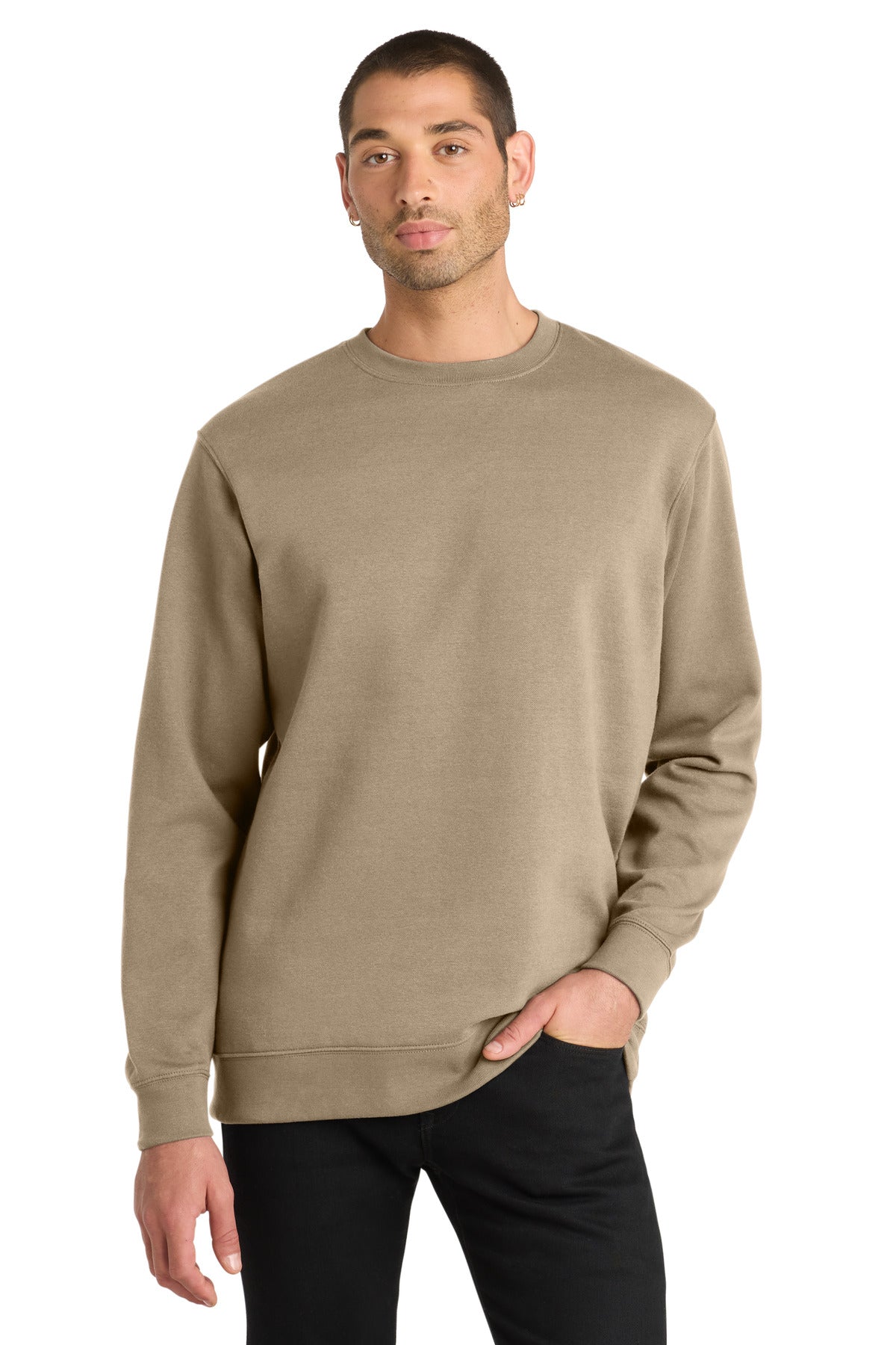 Front View of DesertTan District V.I.T. Fleece Crew DT6104 plain