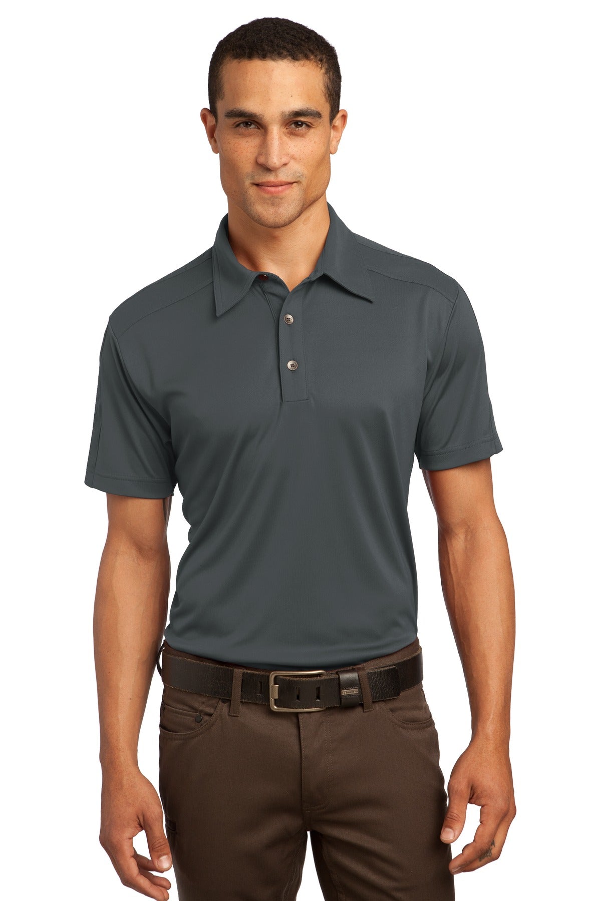 Front View of Diesel Grey OGIO - Hybrid Polo. OG109 plain