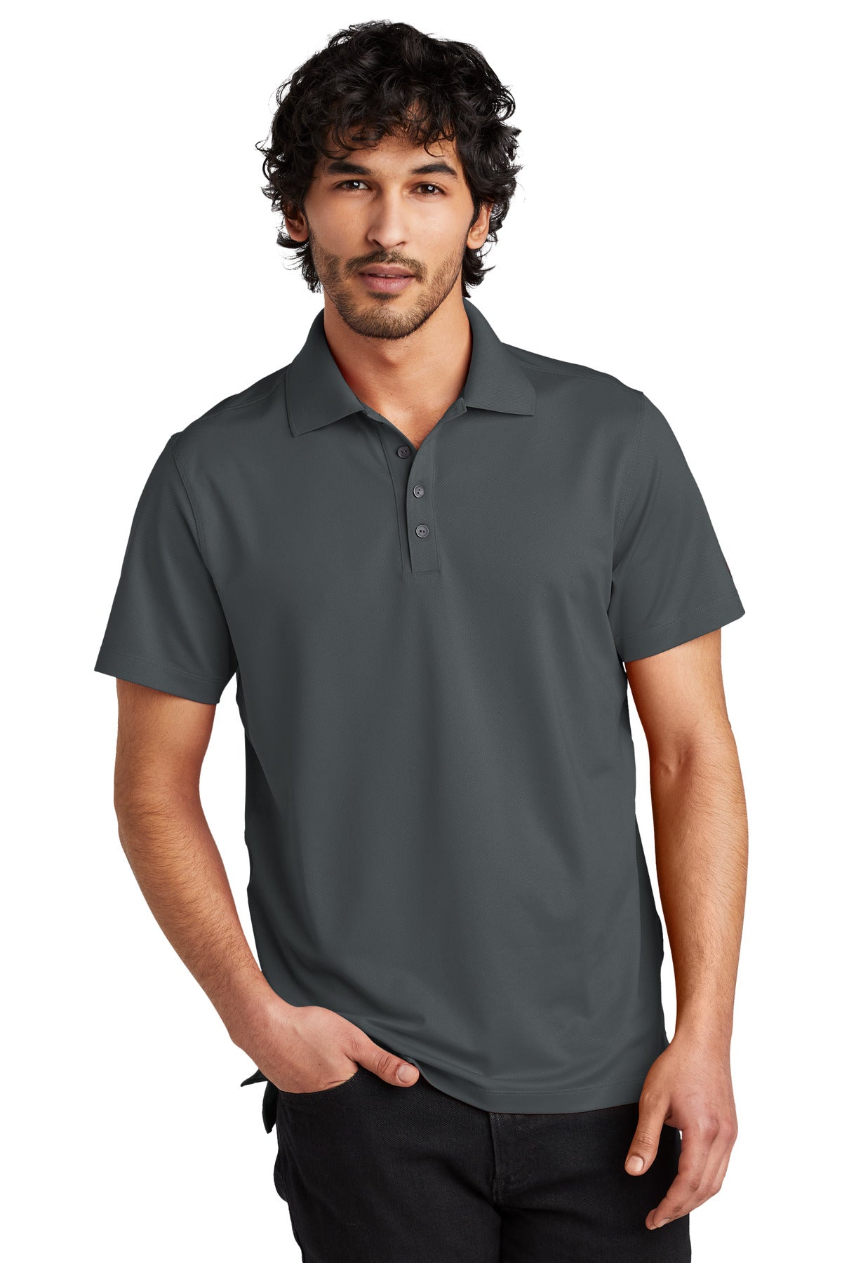 Front View of Diesel Grey OGIO Metro Polo. OG130 plain