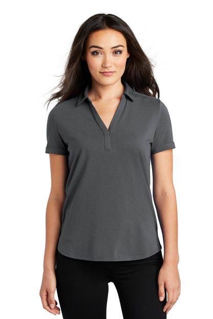 Front View of Diesel Grey OGIO Women's Limit Polo. LOG138 plain