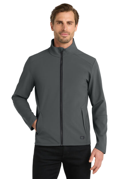 Front View of DieselGrey OGIO Commuter Full-Zip Soft Shell OG755 plain