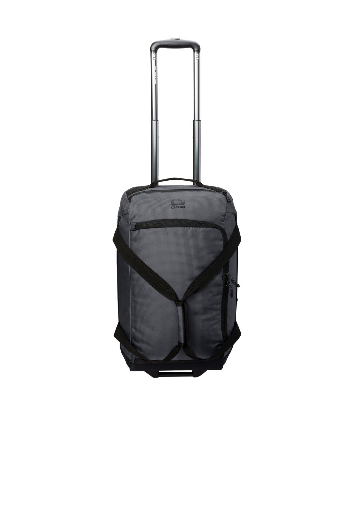 Front View of DieselGrey OGIO Passage Wheeled Carry-On Duffel 98002 plain