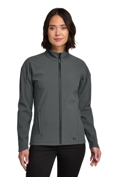 Front View of DieselGrey OGIO Women's Commuter Full-Zip Soft Shell LOG755 plain