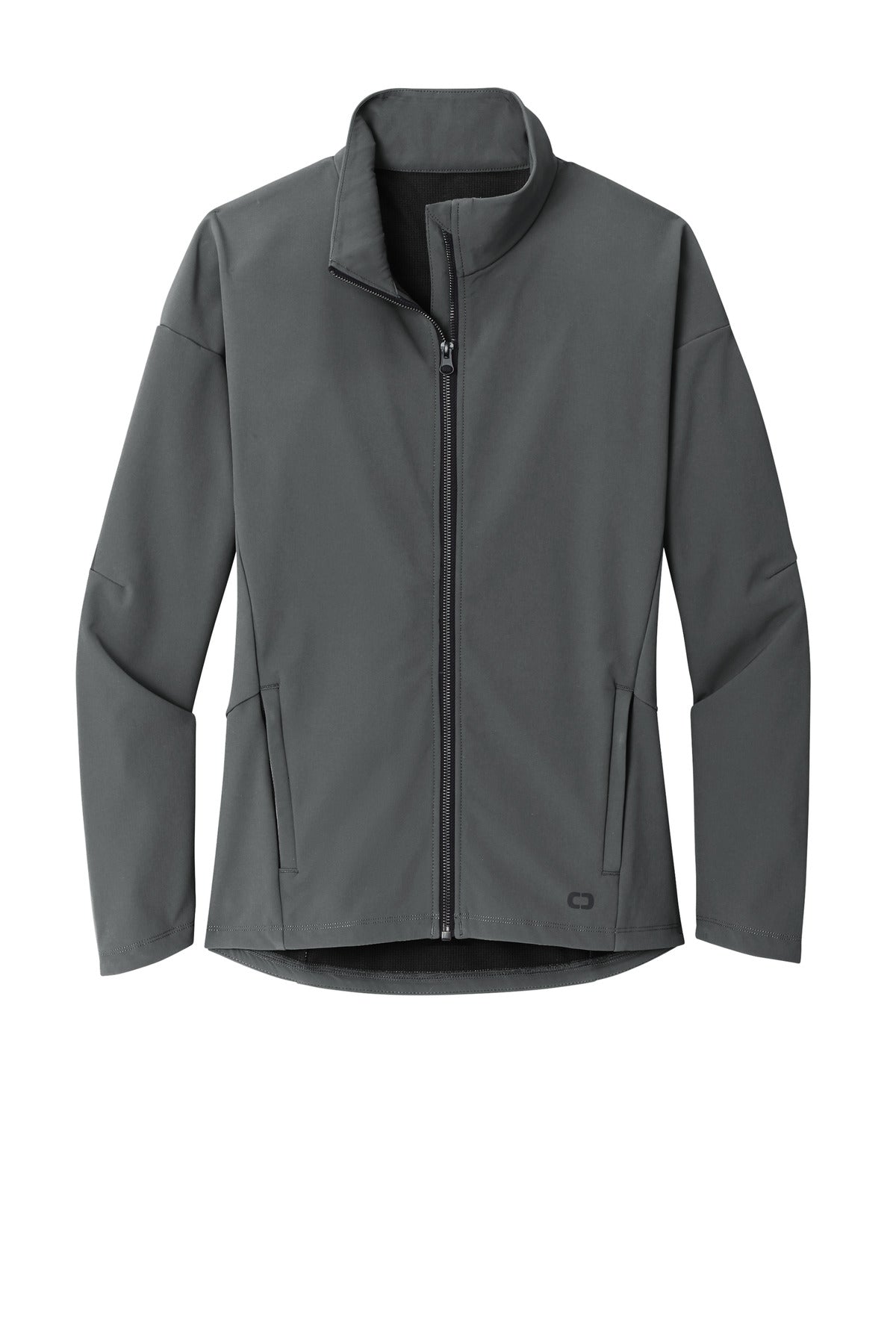 Front View of DieselGrey OGIO Women's Commuter Full-Zip Soft Shell LOG755 plain