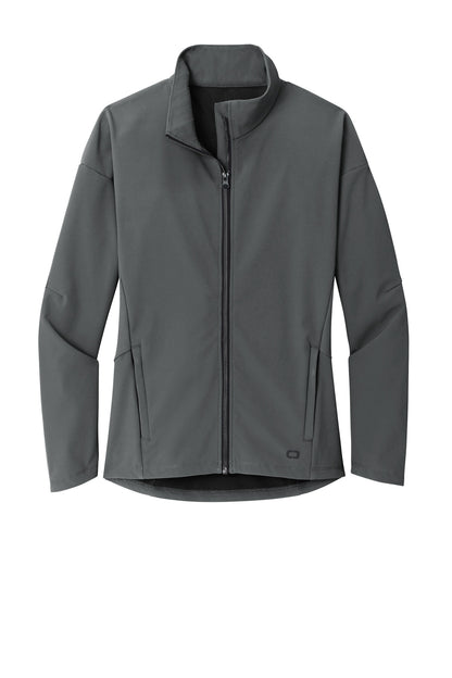 Front View of DieselGrey OGIO Women's Commuter Full-Zip Soft Shell LOG755 plain