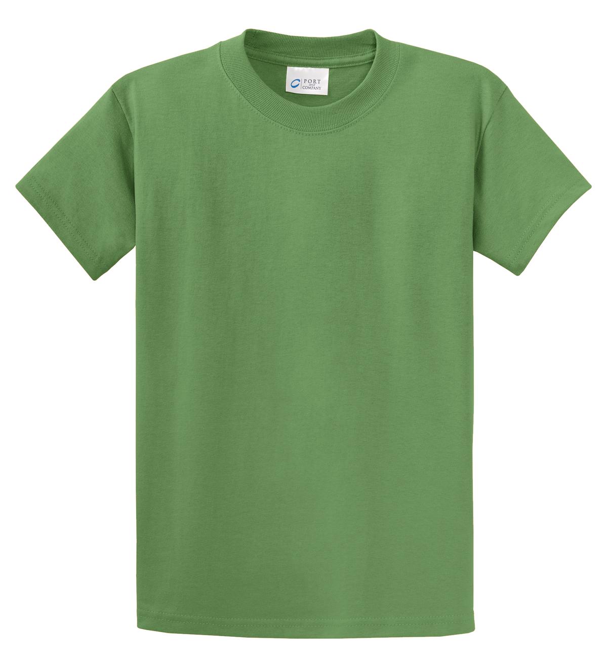 Front View of Dill Green Port & Co Essential Tee. PC61 plain