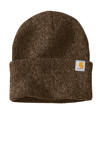 Front View of Dk Brn/Sandstn Carhartt Watch Cap 2.0 CT104597 plain