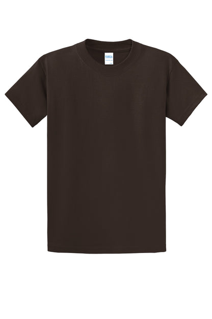 Front View of Dk Choc. Brown Port & Co Essential Tee. PC61 plain
