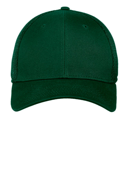 Front View of Dk Grn/Dk Grn New Era - Stretch Mesh Cap. NE1020 plain