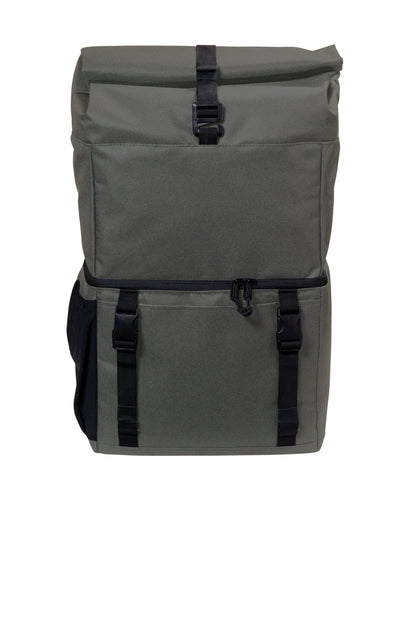 Front View of DkChar/Blk Port Authority 18-Can Backpack Cooler BG501 plain