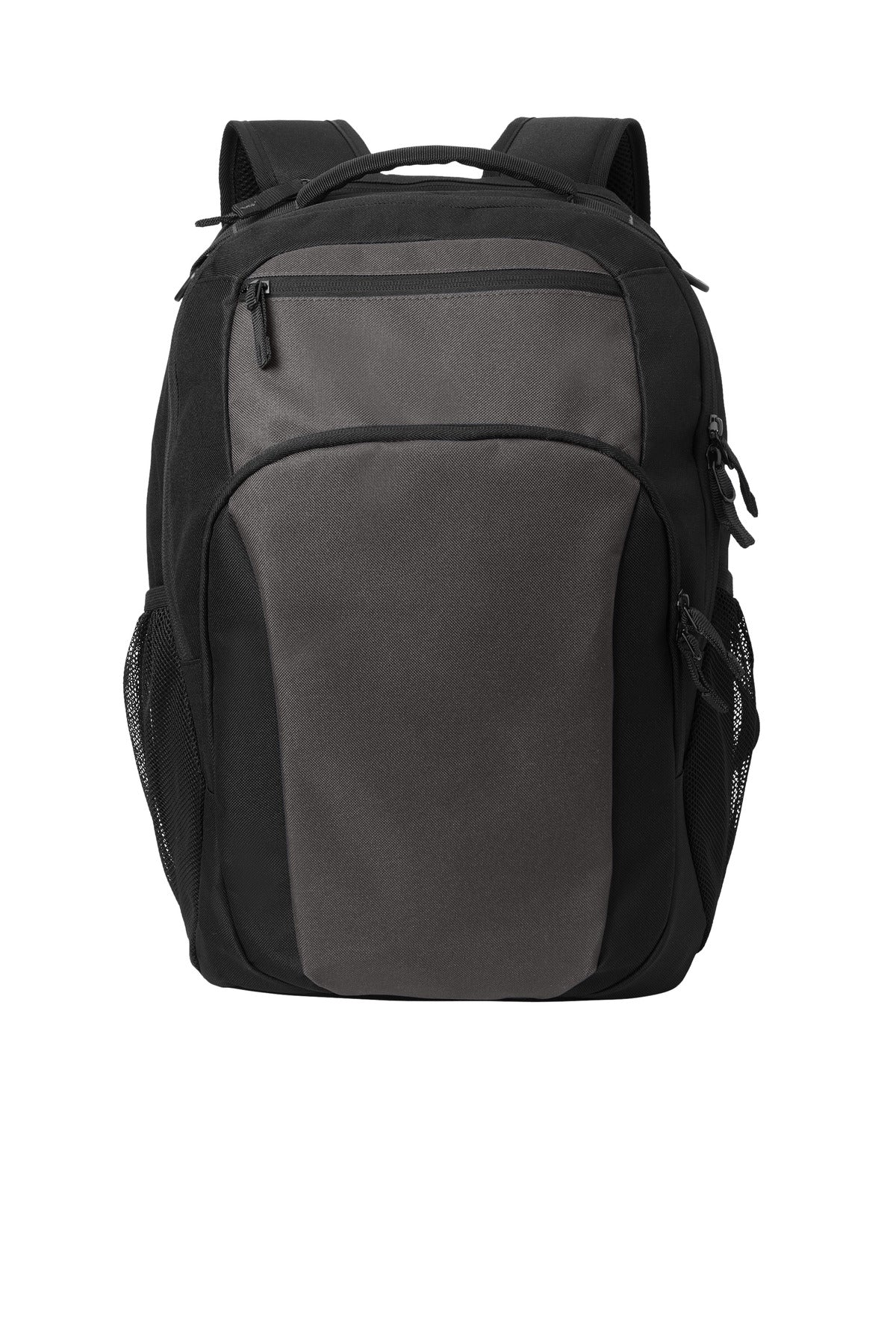 Front View of DkChar/Blk Port Authority Transport Backpack BG232 plain