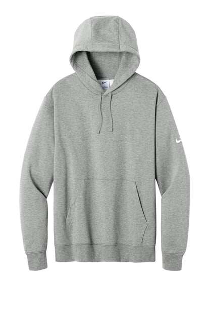 Front View of DkGyHthr Nike Club Fleece Sleeve Swoosh Pullover Hoodie NKDR1499 plain