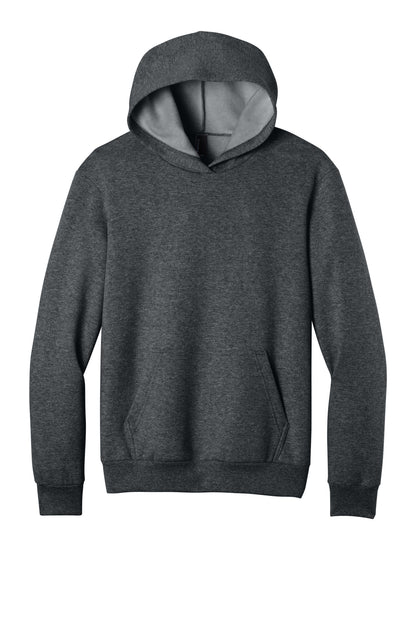 Front View of DkHtGry Port & Co Easy Fleece Pullover Hooded Sweatshirt PC68H plain