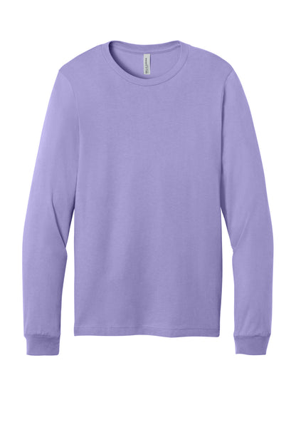 Front View of DkLavender BELLA+CANVAS Unisex Jersey Long Sleeve Tee. BC3501 plain