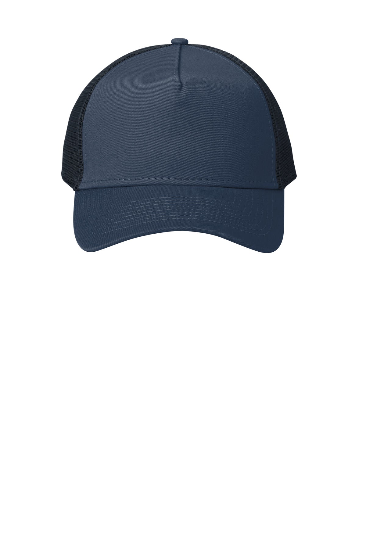 Front View of Dp Navy/Dp Nvy New Era Snapback Trucker Cap. NE205 plain