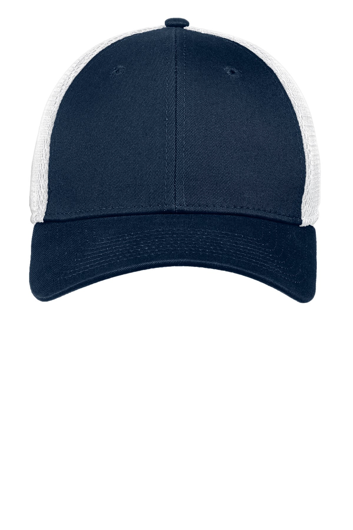 Front View of Dp Navy/White New Era - Stretch Mesh Cap. NE1020 plain