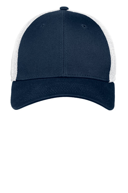 Front View of Dp Navy/White New Era - Stretch Mesh Cap. NE1020 plain