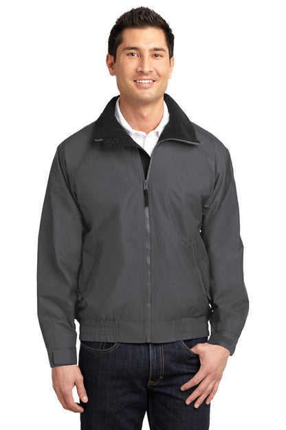Front View of Dp Smoke/Black Port Authority Competitor Jacket. JP54 plain