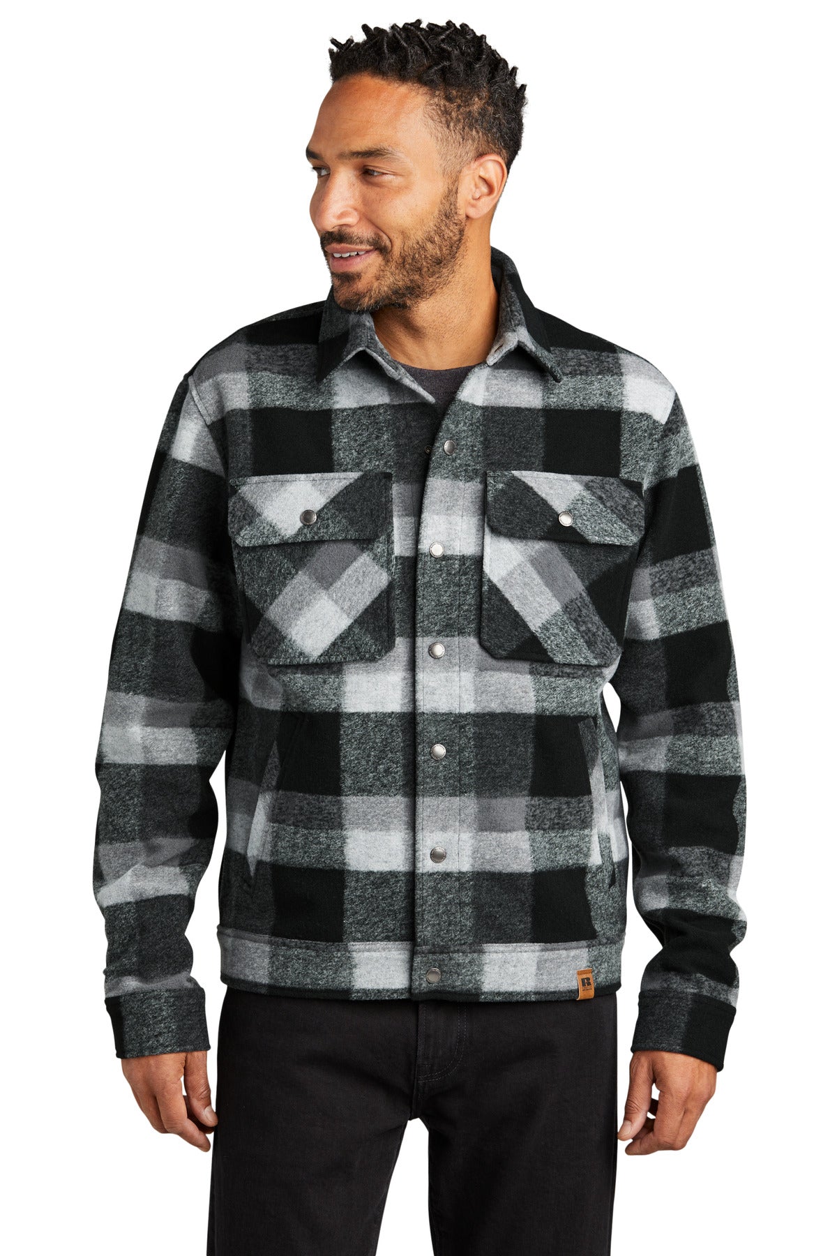 Front View of DpBlkPlaid Russell Outdoors Basin Jacket RU550 plain