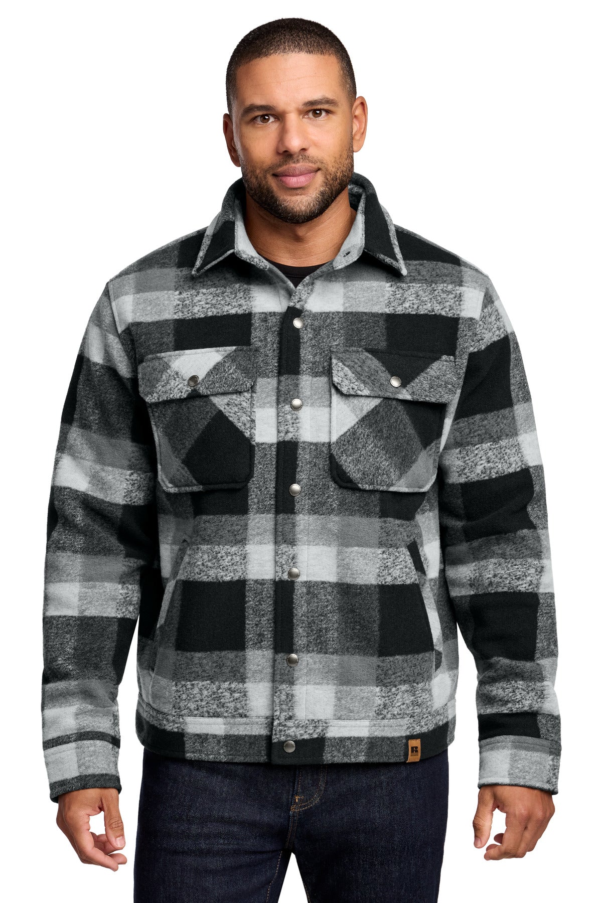 Front View of DpBlkPlaid Russell Outdoors Basin Jacket RU550 plain